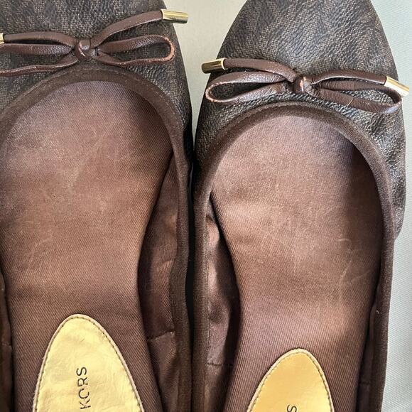 Michael Kors Brown Juliette Logo Ballet Flats Women's Size 10 - Picture 5 of 9